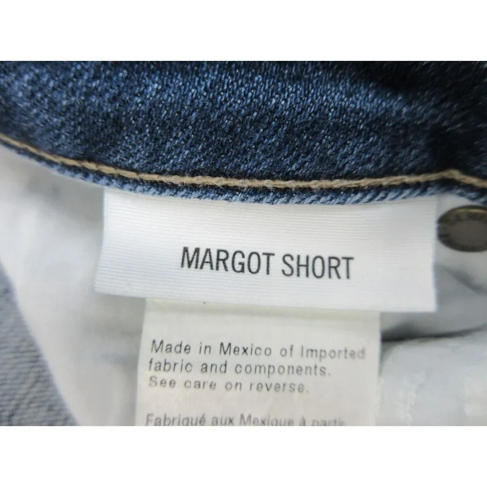 PAIGE Distressed Blue Denim Jean Shorts